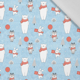 TIERE MIT SCHALS MS. 2 (WINTERSPIEL) / ACID WASH HELLBLAU  - Baumwoll Webware