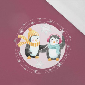 FREUDE PINGUINE M.1 / violet (WEIHNACHTSPINGUINE) - SINGLE JERSEY panoramisches Paneel 
