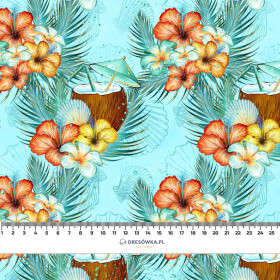 KOKOSNÜSSE UND BLUMEN - Viskose Webware