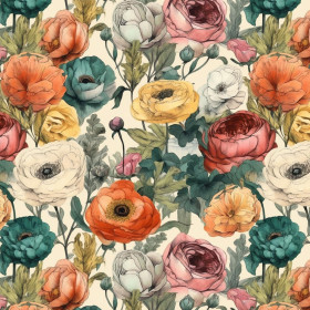 FLOWERS WZ.54 - Baumwoll Musselin