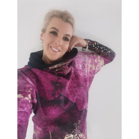 Sweatshirt mit Schalkragen und Fledermausärmel (FURIA) - LEOPARD - Sommersweat