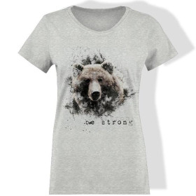 DAMEN T-SHIRT - BE STRONG (BE YOURSELF) / melange hellgrau - Single Jersey