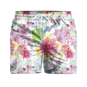 Herren badehose - KOLIBRIS UND BLUMEN - Nähset