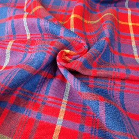 Baumwollflanell Premium - Rot-Blaues Tartan-Karo