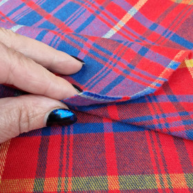 Baumwollflanell Premium - Rot-Blaues Tartan-Karo