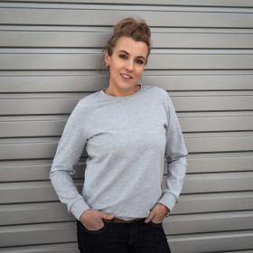 BASIC DAMEN SWEATSHIRT (HANA) - DENIM FLOWERS wz.2 - Sommersweat