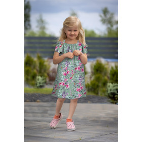 Carmenausschnitt Kleid (LILI) - Butterfly & Flowers wz.12 - Nähset 
