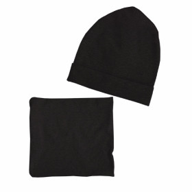 Mütze und Loop - SCHWARZ (RIB Jersey) - DIY Set 