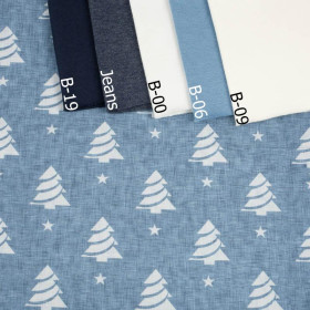 WEIHNACHTSBÄUME MIT STERNEN / ACID WASH - blau