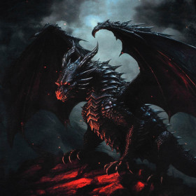 GOTHIC DRAGON - Paneel (60cm x 50cm) SINGLE JERSEY 