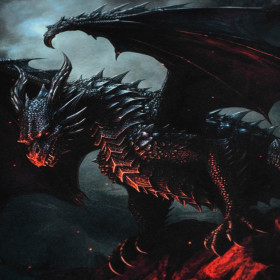 GOTHIC DRAGON - Paneel (60cm x 50cm) SINGLE JERSEY 