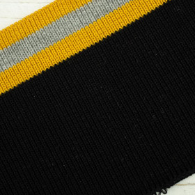 Strickbündchen SCHWARZ / senf-grau - 140cm