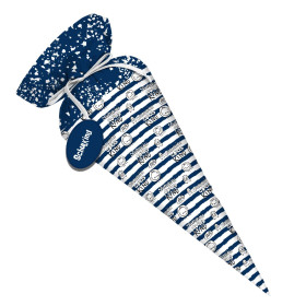 Schultüte - SCHRECKLICH COOLES KIND / DUNKELBLAUE STREIFEN (SCHULZEICHNUNGEN) - Nähset