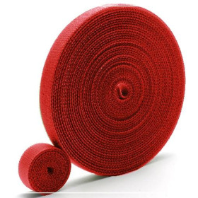 Klettverschluss Breite 20mm weiß, komplett - ROT