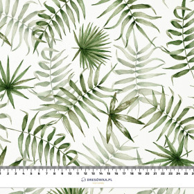 TROPISCHE BLÄTTER Ms. 3 / weiß (JUNGLE) - Bamboo fabric 170g