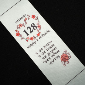 Mädchen Textillabel - Größe 128 - 4 Stck Set