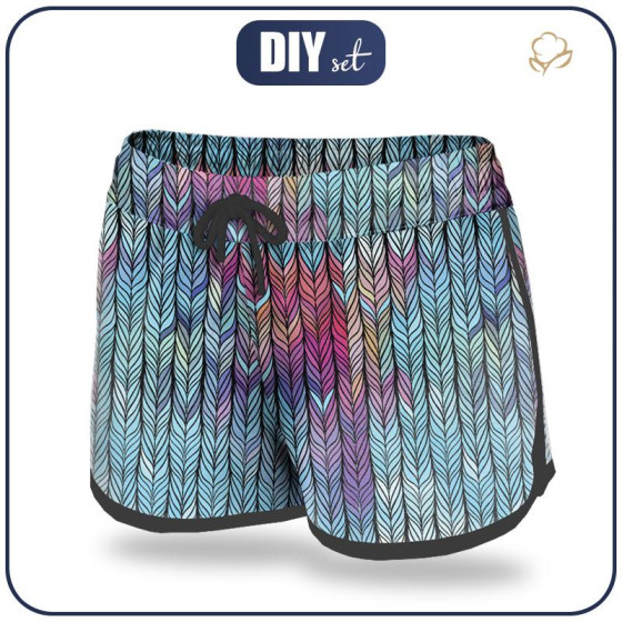 Damen Badeshorts - ZOPF / regenbogen - Nähset