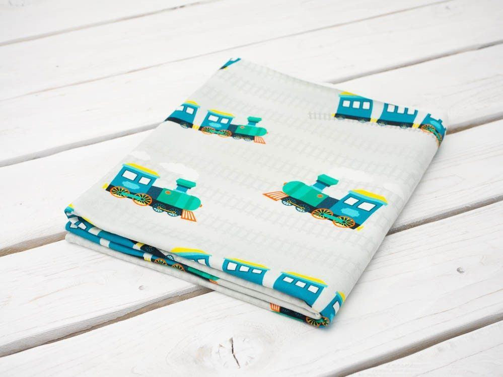 LOCOMOTIVES / blue - Viscose jersey WE210