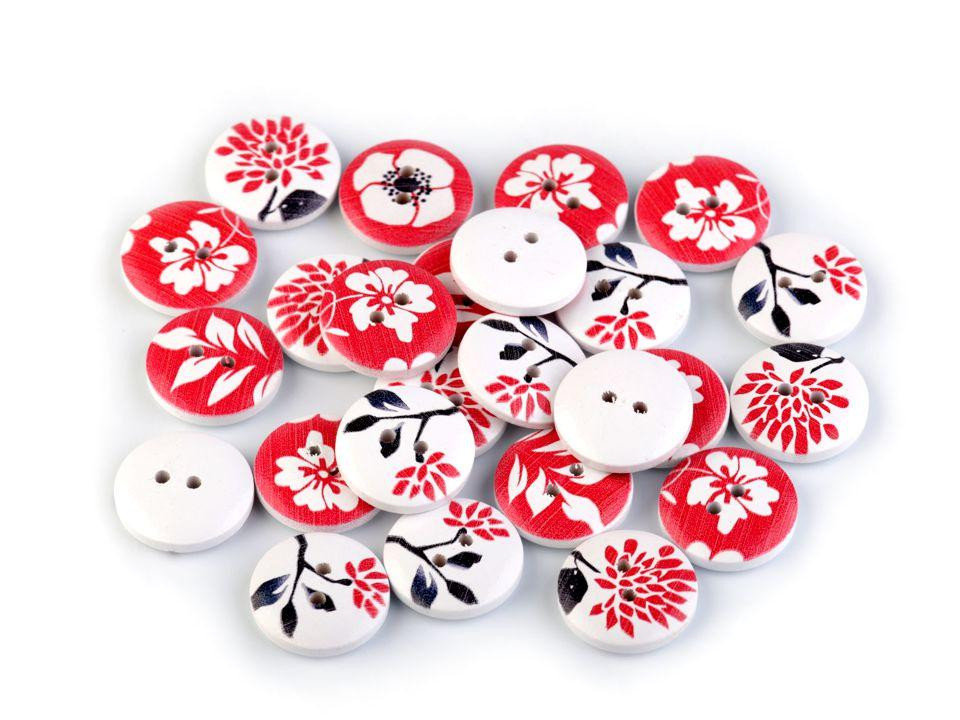 Wooden button japanese flowers - mix