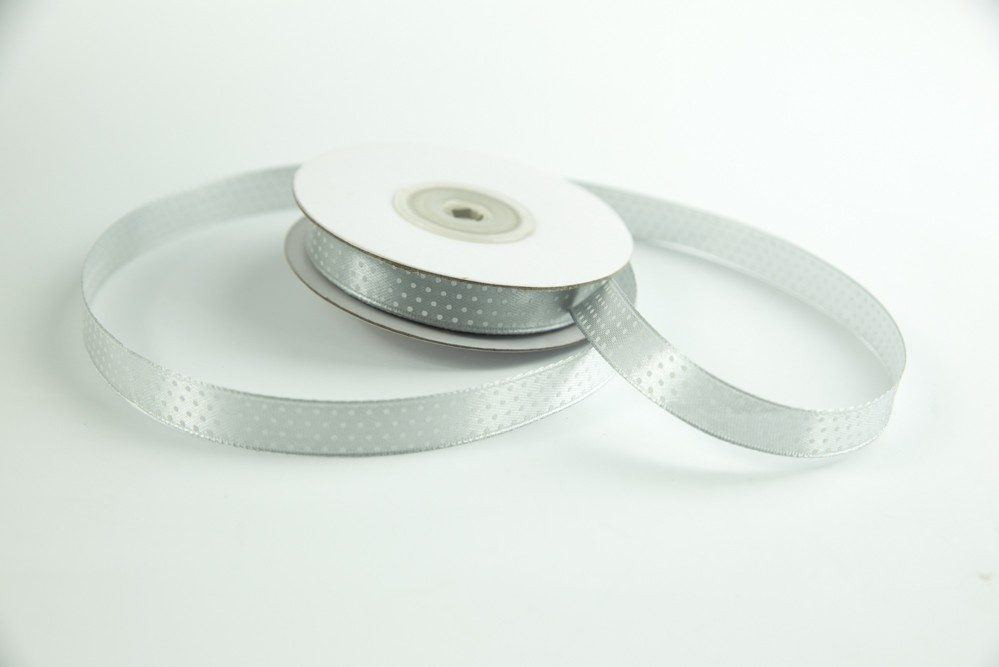 Satin Polka dot Ribbon width 12 mm GREY