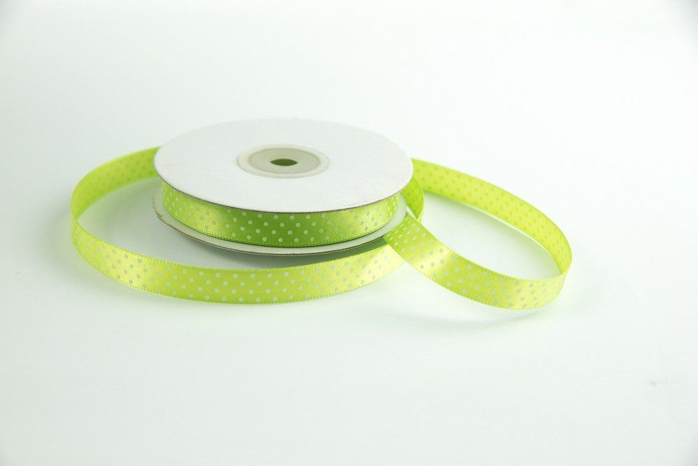 Satin Polka dot Ribbon width 12 mm GREEN, PISTACHIO