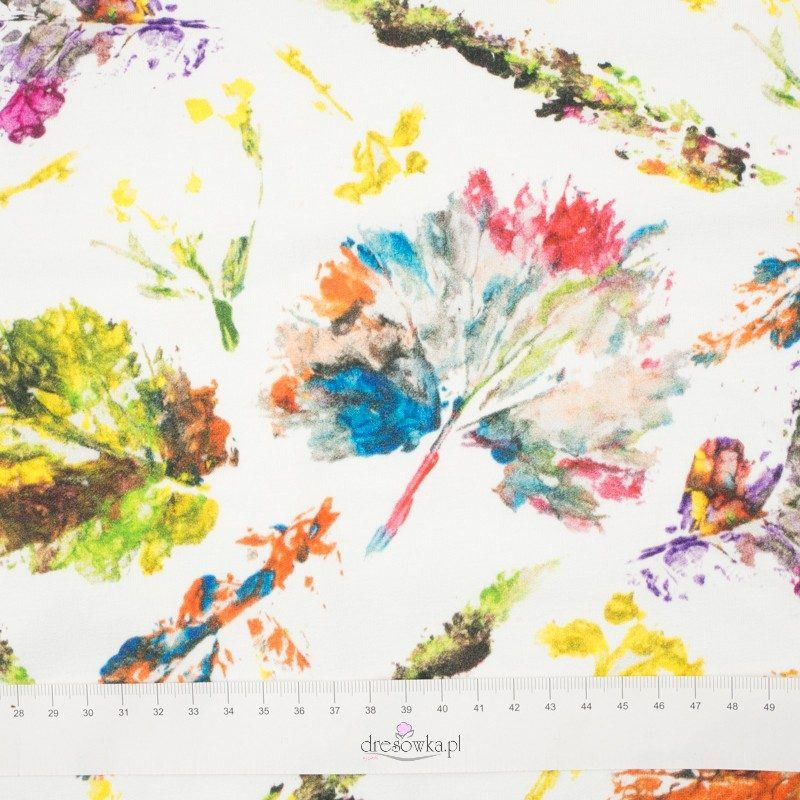 COLORFUL LEAVES / white - looped knit SP250