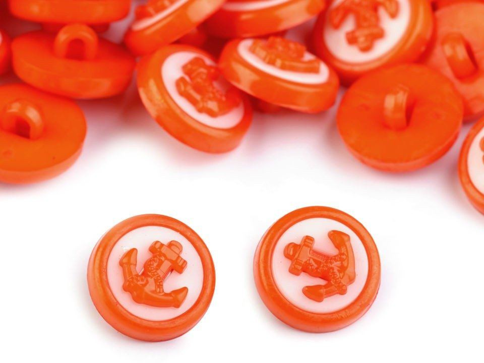 Kids button round Anchor orange