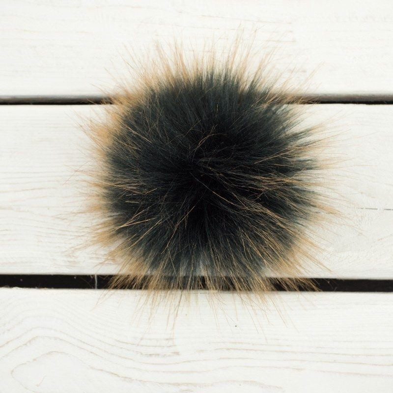 Eco fur pompom 9 cm - melange black-ginger