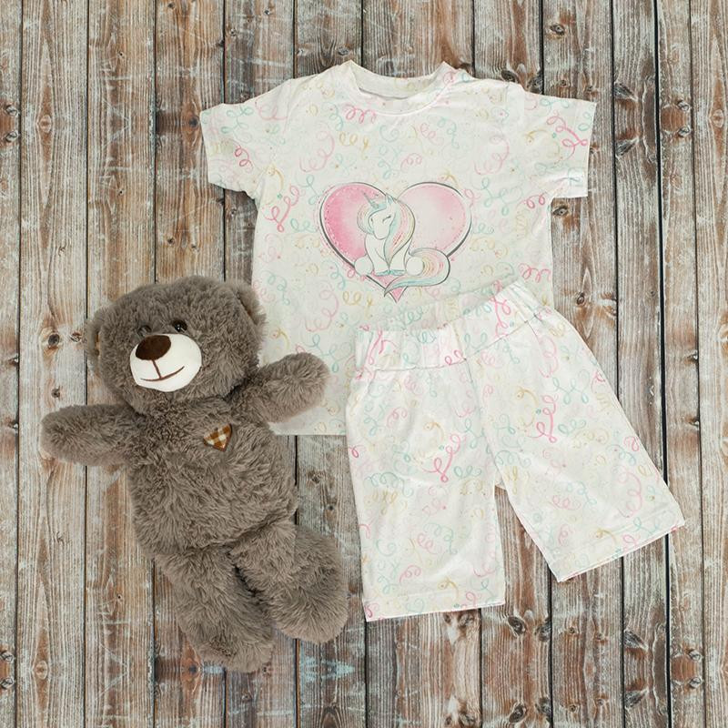 CHILDREN'S PAJAMAS "ADA" - PASTEL HEARTS (WONDERLAND) - sewing set