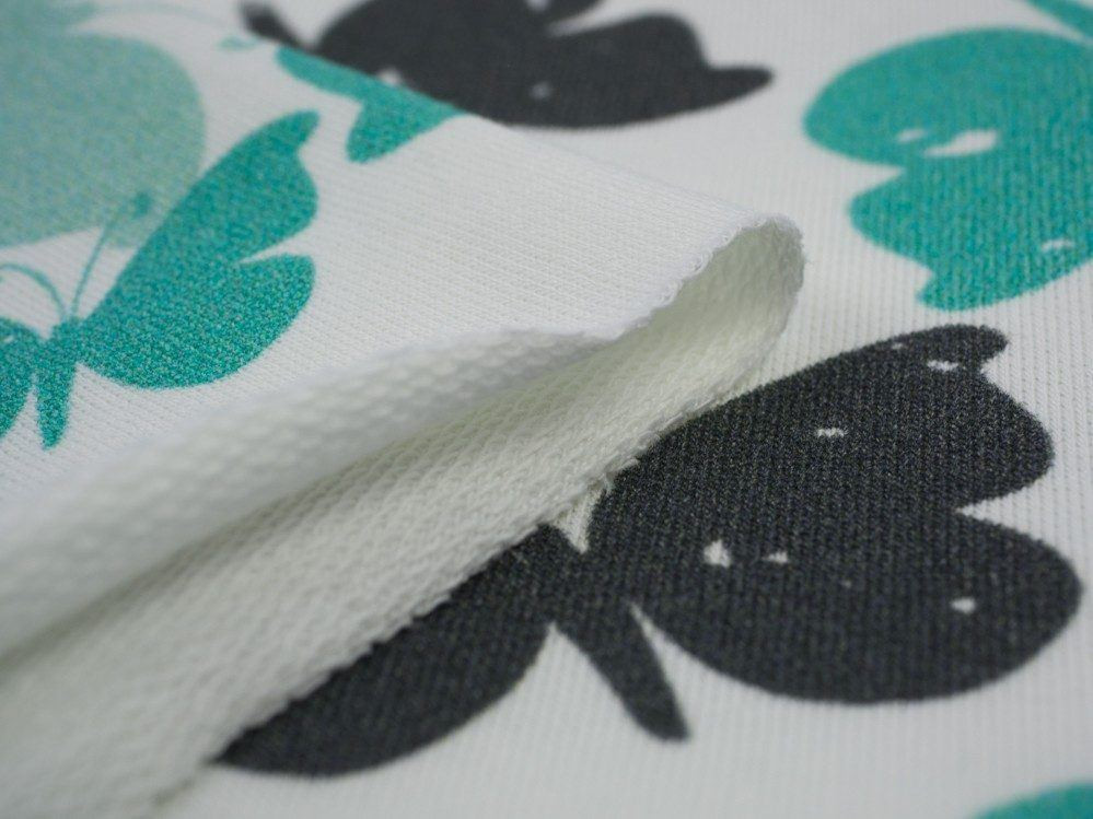 BUTTERFLIES AQUA - panel single jersey with elastane TE210