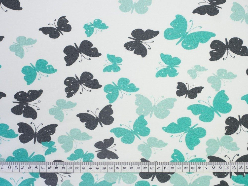 BUTTERFLIES AQUA - panel single jersey with elastane TE210