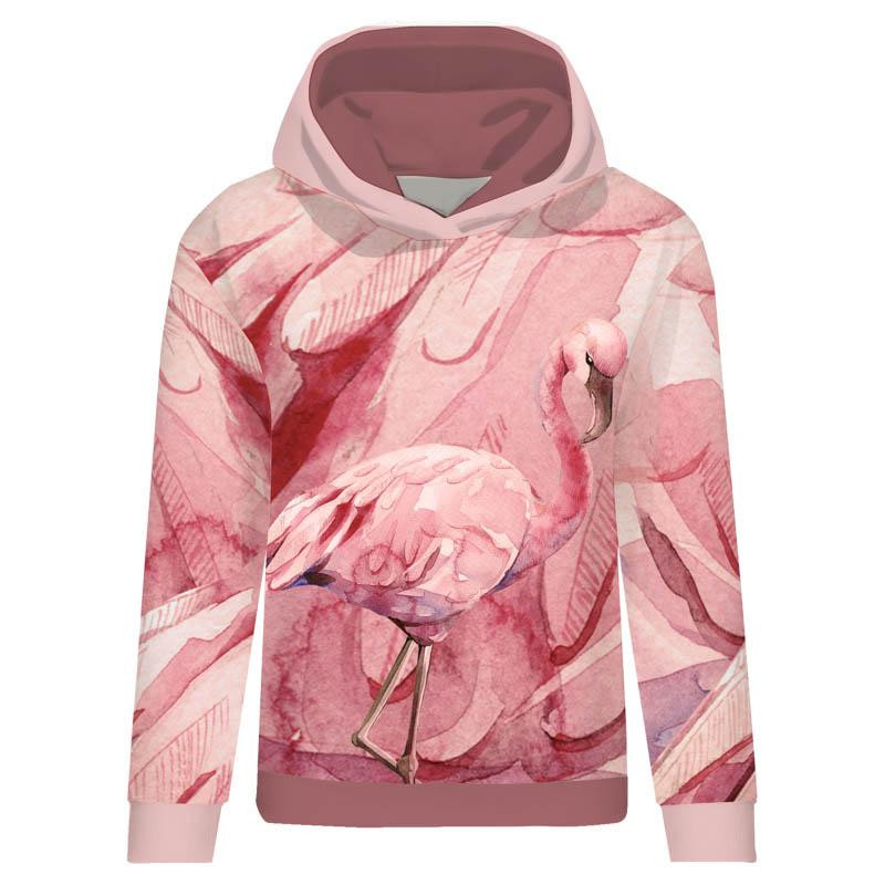 CLASSIC WOMEN’S HOODIE (POLA) - FLAMINGO / pink - looped knit fabric 