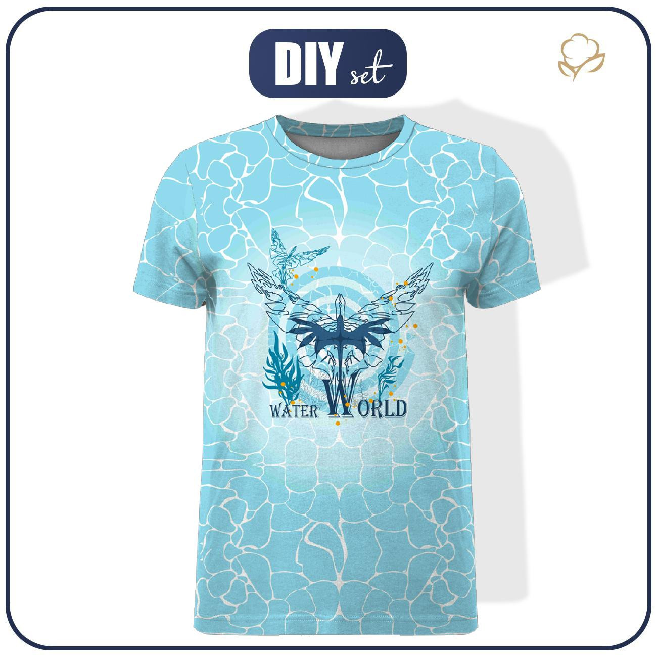 MEN’S T-SHIRT - WATER WORLD / aqua - sewing set