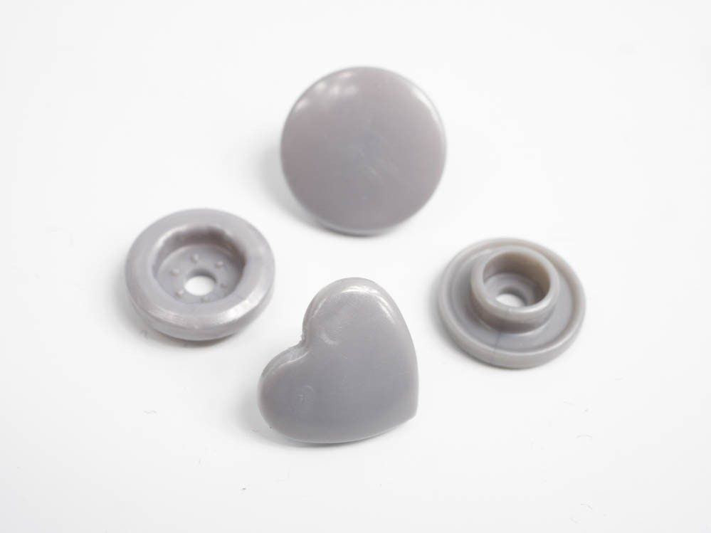 Fasteners KAM hearts 12 mm light grey 10 sets