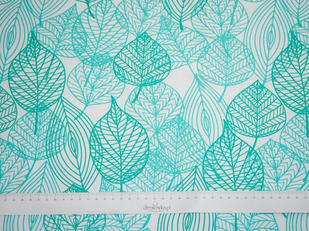 LEAVES / B-00 White - single jersey with elastane TE210