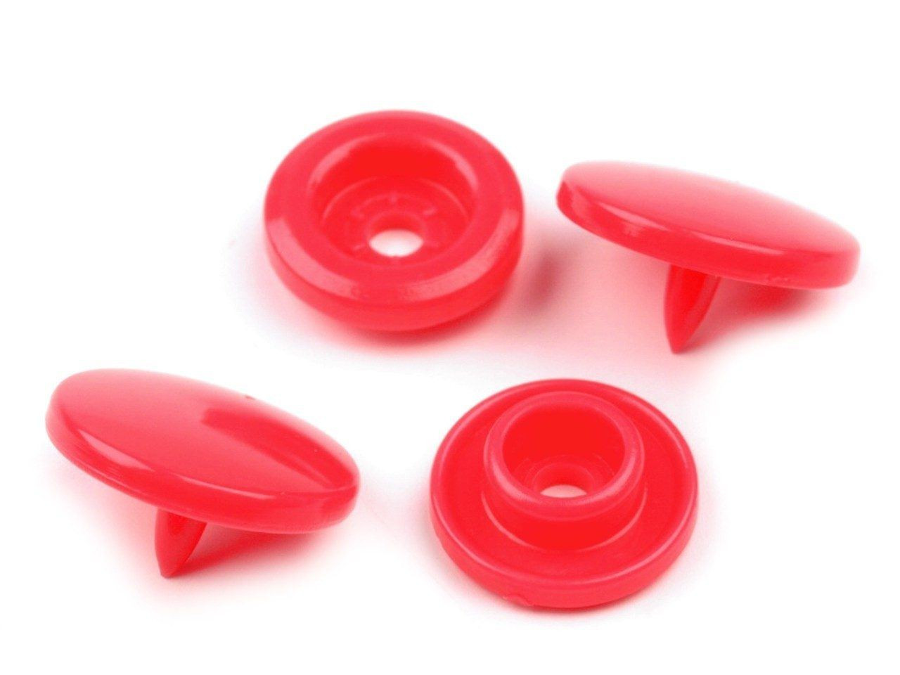 Snaps KAM, plastic fasteners 12mm -LIGHT RED 10 sets
