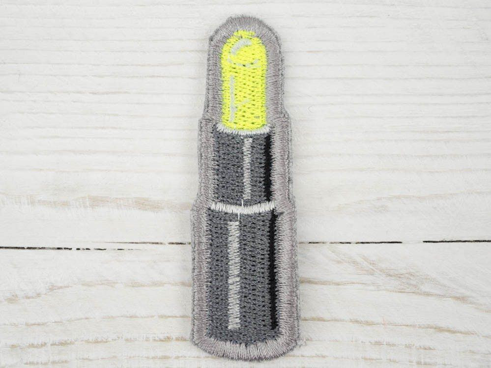 Embroided application lipstick - yellow neon