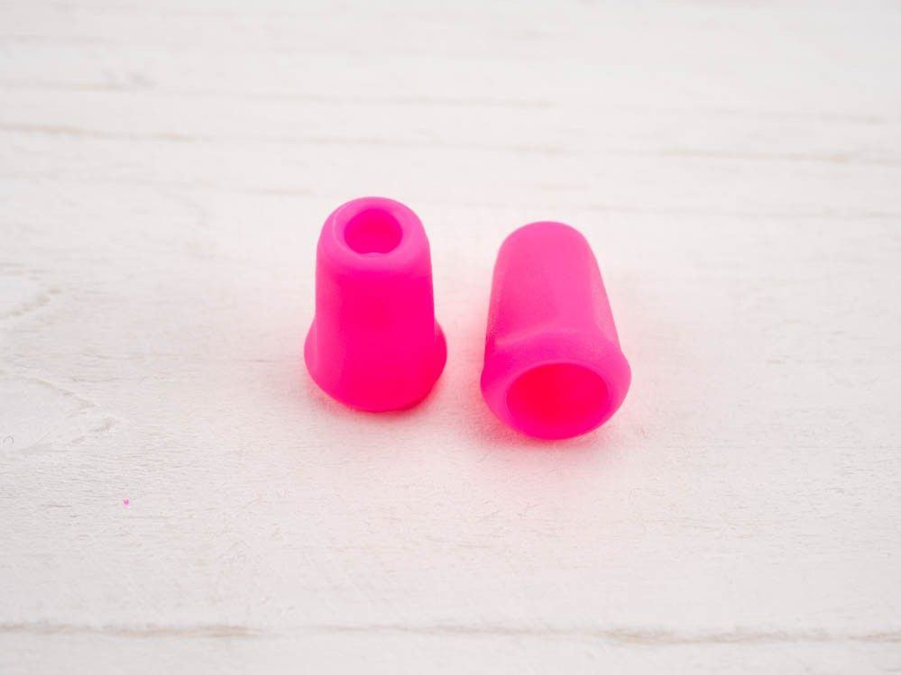 Plastic Cord Ends 17mm -  neon pink
