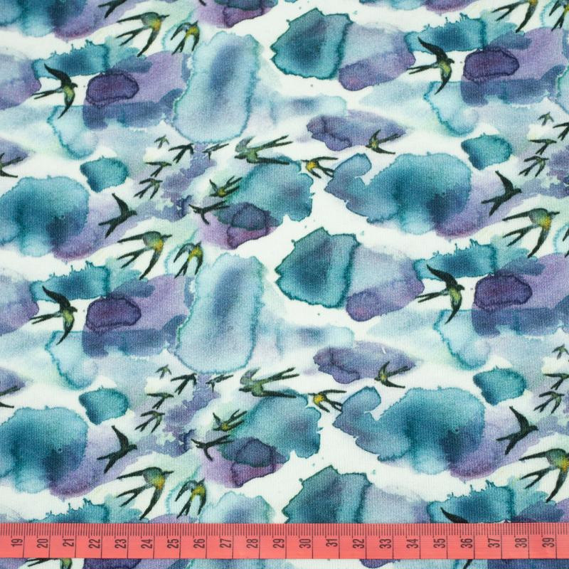 WATERCOLOR SWALLOWS - thick looped knit 