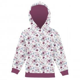 KID'S HOODIE "ALEX" (134/140) - WATERCOLOR BOUQUET Pat. 2 - looped knit fabric