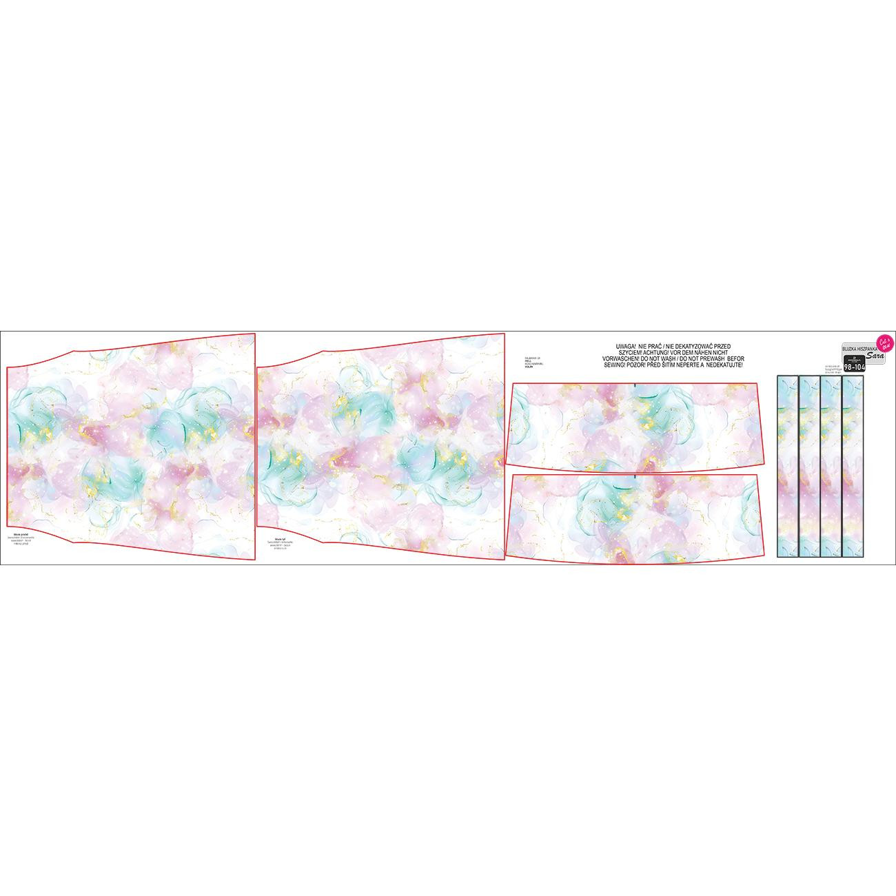 Bardot neckline blouse (SARA) - ALCOHOL PASTEL INK wz.1 - sewing set