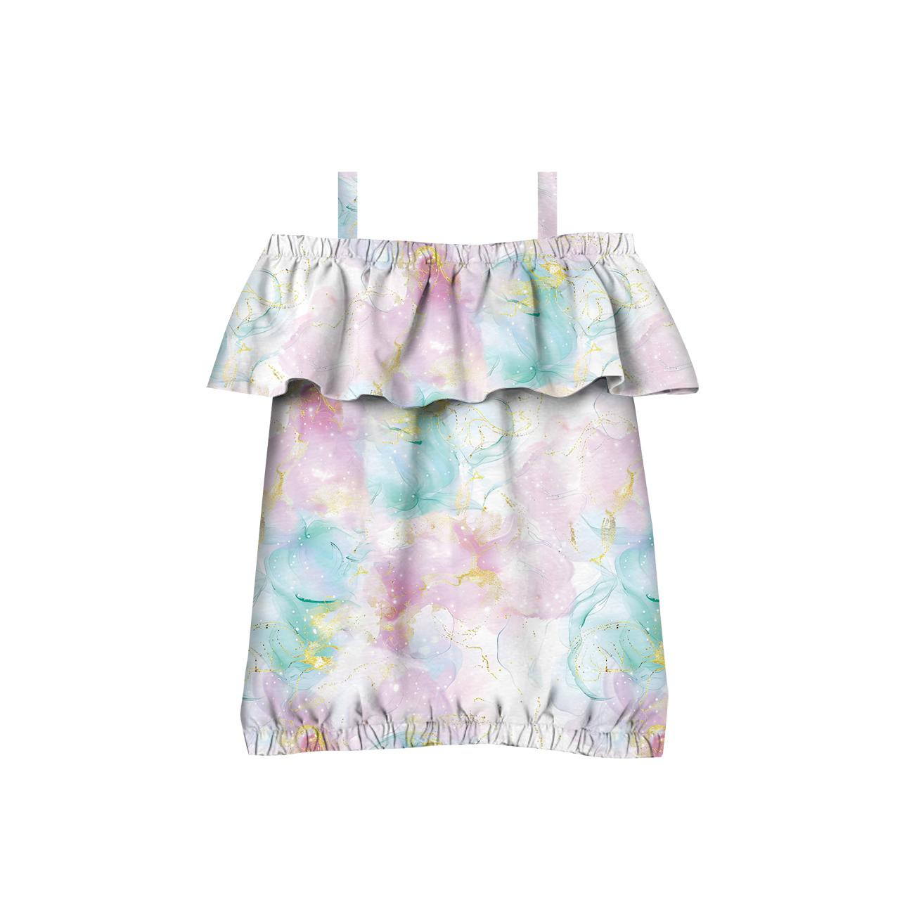 Bardot neckline blouse (SARA) - ALCOHOL PASTEL INK wz.1 - sewing set