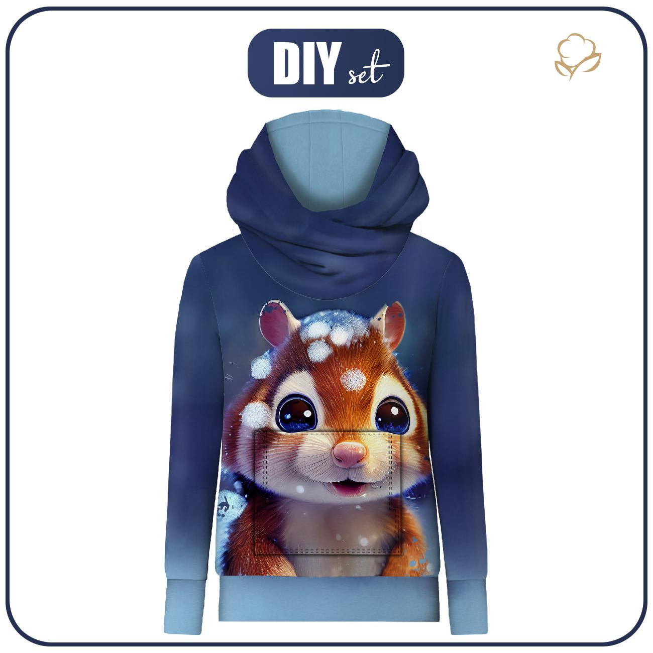 HYDROPHOBIC HOODIE UNISEX - ANIMATED SQUIRREL pat. 2 - sewing set