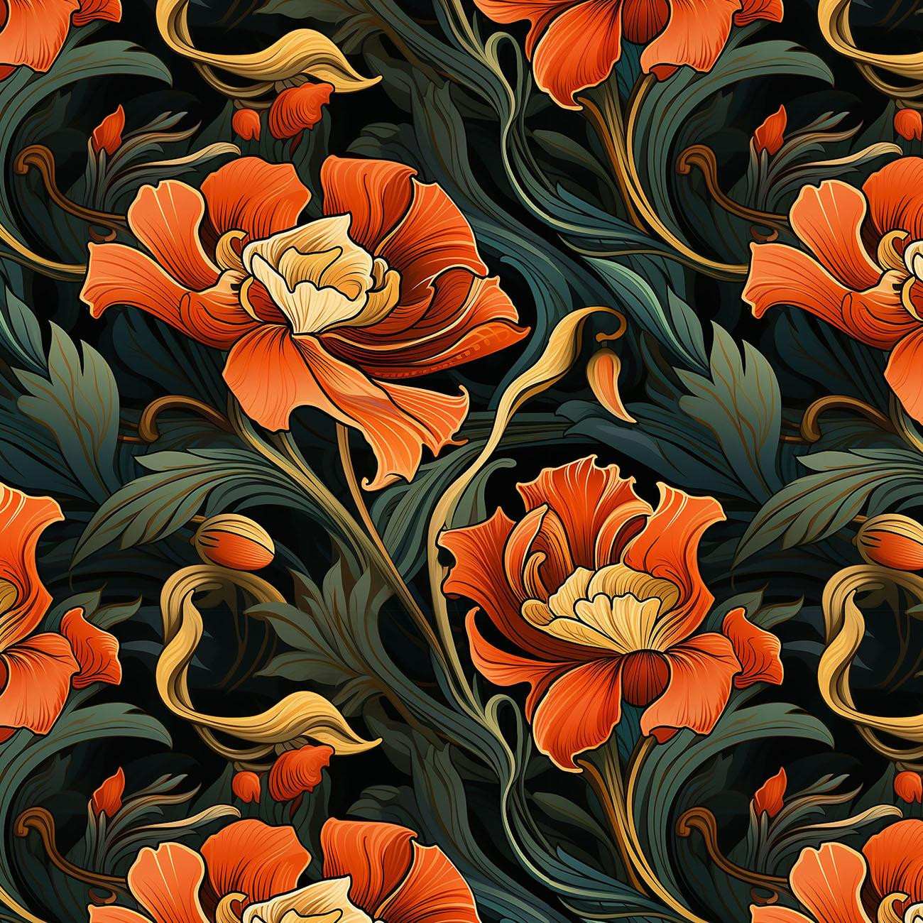 AUTUMN FLOWERS WZ.16- Upholstery velour 