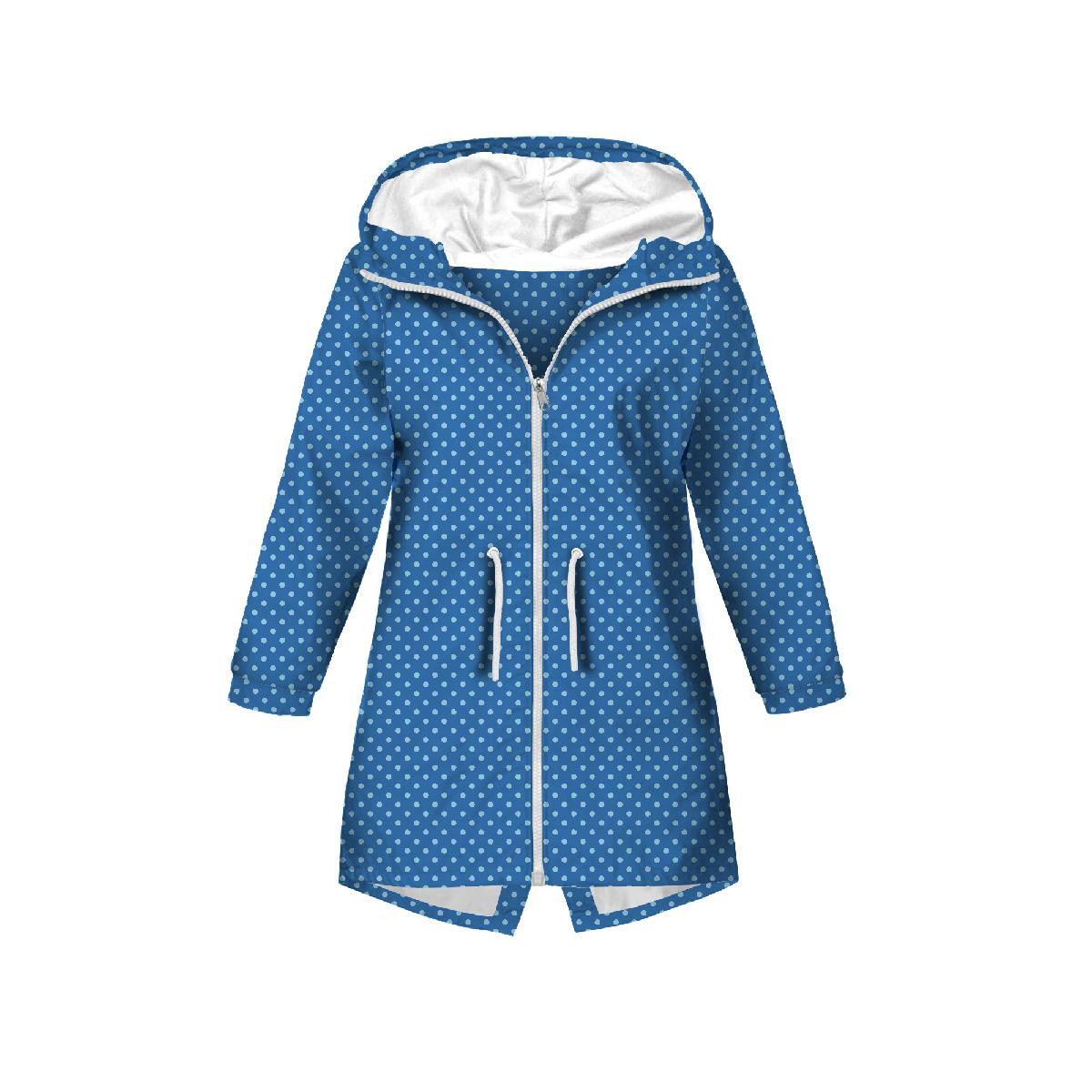 KIDS PARKA (ARIEL) - LIGHT BLUE DOTS / BLUE (PUMPKIN GARDEN) - softshell