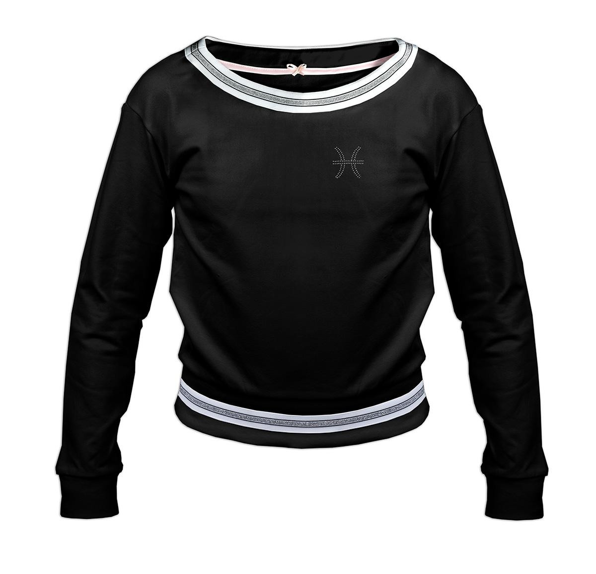 Kid’s blouse with transfer rhinestones "KATE" - black 122-128 - sewing set