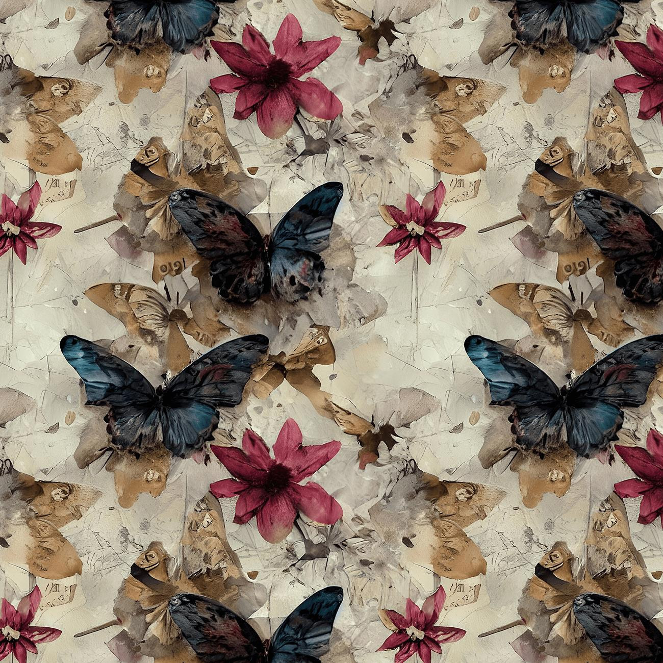 Butterfly & Flowers wz.14- Slub Weave