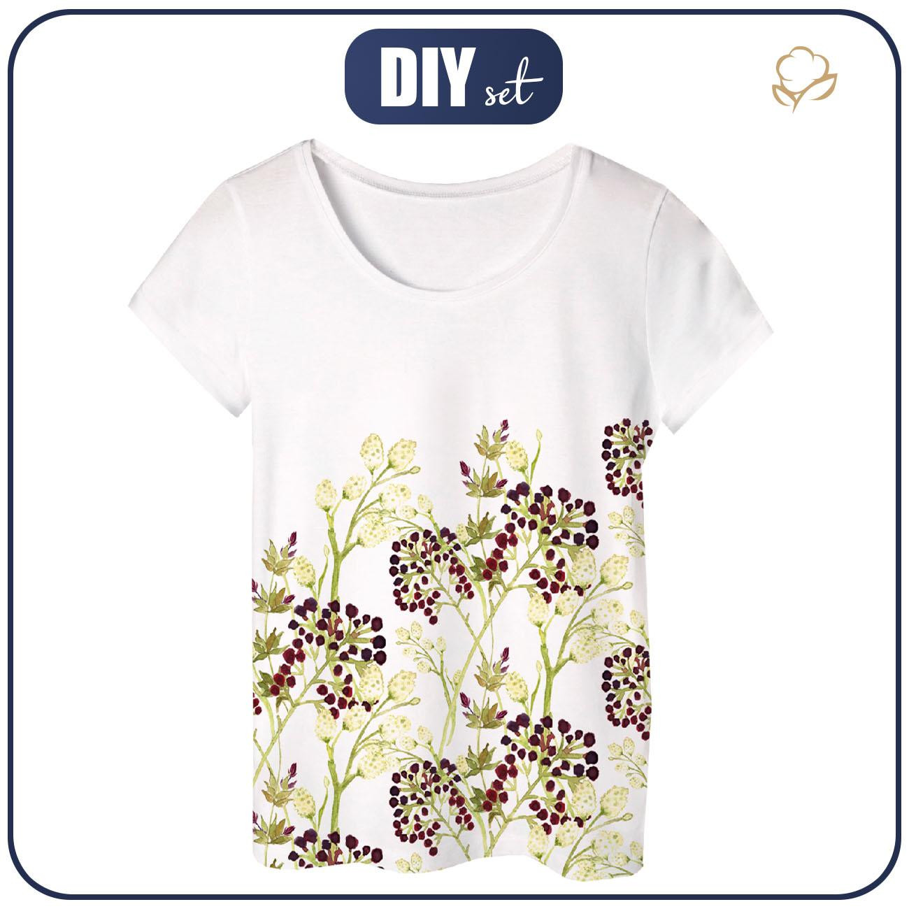 PAJAMAS-T-SHIRT "LINDA" - ELDERBERRY (BLOOMING MEADOW) - sewing set