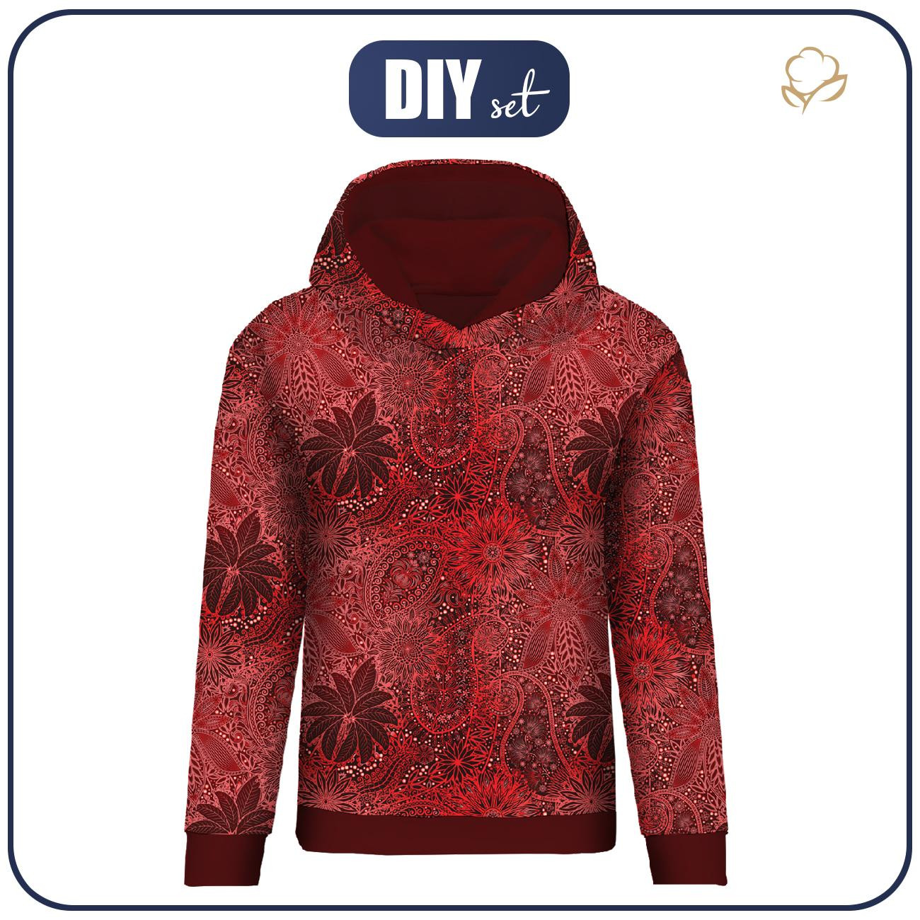 CLASSIC WOMEN’S HOODIE (POLA) - RED LACE - sewing set