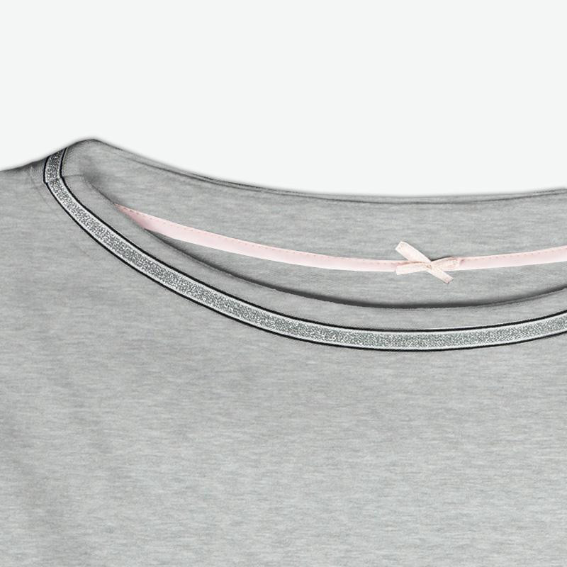 Women’s blouse with transfer rhinestones "KELLY" - melange light grey L-XL - sewing set